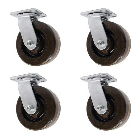 Casterhq 8"x2" HIGH Temperature PHENOLIC Wheel, Swivel Caster, 3, PK4 HD-HTSO8AS